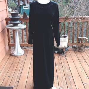 Charter Club Velvet Embroidered Evening  Dress. Velvet. Maxi. Black Tie